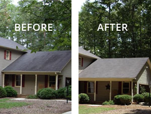 Stain Solver Roof cleaning before & after