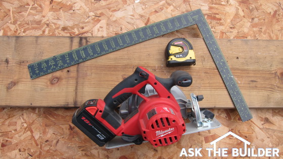 A simple framing square, circular saw and a tape measure 