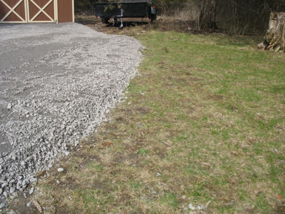 This gravel base was dumped directly onto grass. That’s not acceptable. Photo Credit: John O.