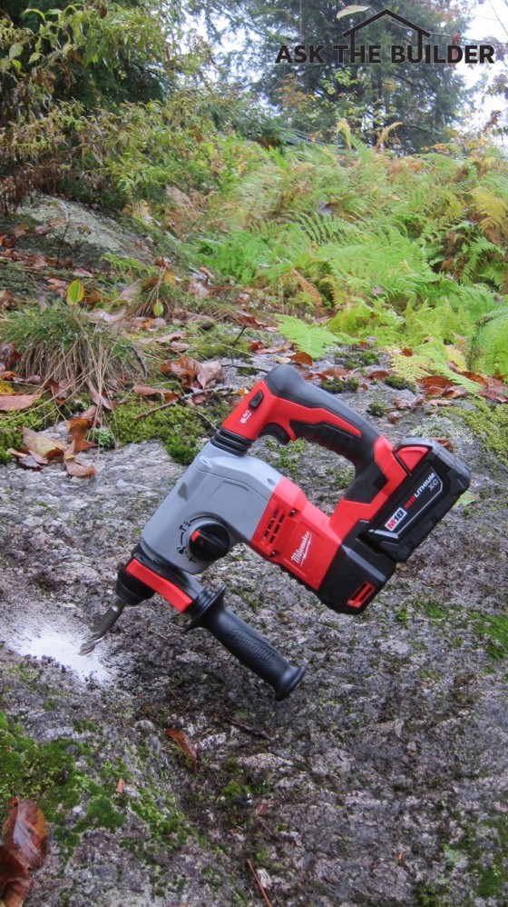 The 18-volt cordless drill shown here drilled a deep 5/8-inch diameter hole into solid granite in less that a minute!. Photo Credit: Tim Carter