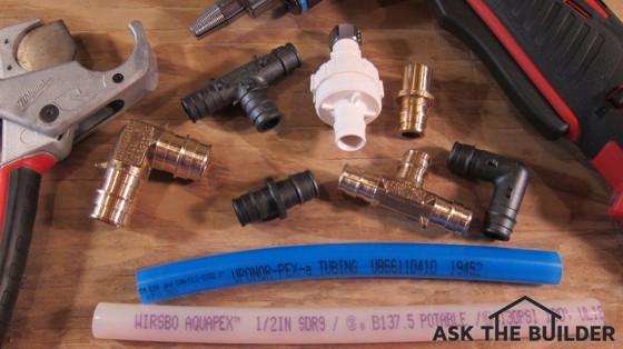 Here are some pex fittings and a faucet shut-off valve. Photo Credit: Tim Carter