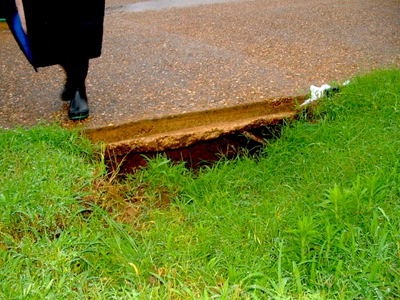 Here's the washout on Cheri's driveway. It's easy to fix. Photo credit: Cheri Bednarck