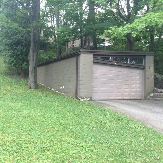 garage tucked into a hillside