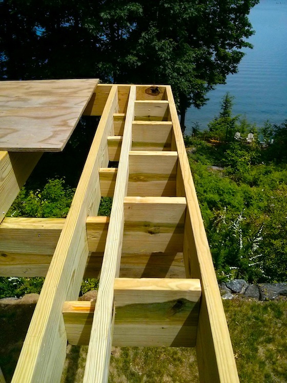 This is classic picture-frame blocking for a deck that has the decking going two different directions. Photo credit; Tim Carter