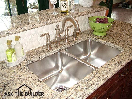 undermount stainless steel sink in granite top