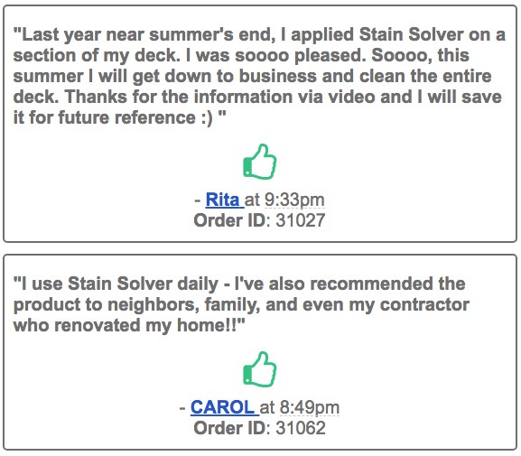 Stain Solver Customer Comments