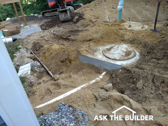 Septic tank partially buried