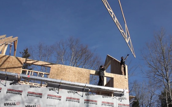 second floor trusses going up