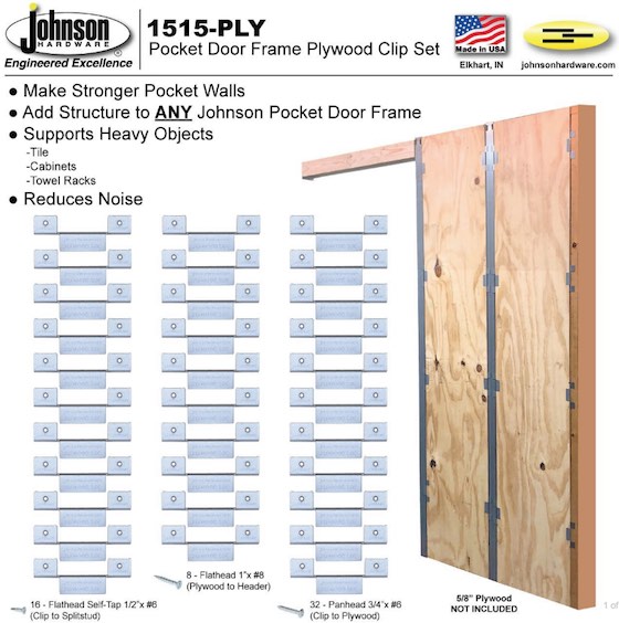 pocket door plywood clips