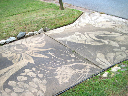 Flowers on concrete - pressure washer