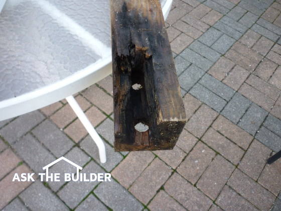 rotten bottom of treated lumber post
