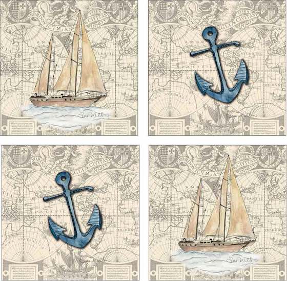 sailboat and nautical ceramic tile