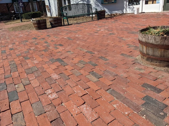red clay paving brick plaza